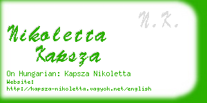 nikoletta kapsza business card